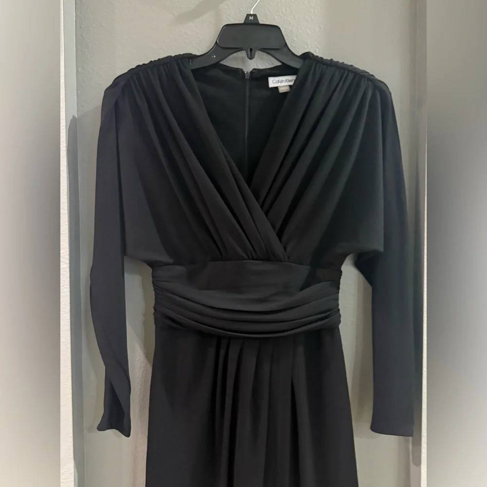 CALVIN KLEIN Ruched Jersey-Knit Gown Size 4 - Picture 5 of 7